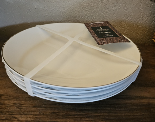 Maison Neuve Paloma Dinner Plates 10.5" White Ceramic w/Elegant Gold Rim Set/4 - Picture 14 of 15