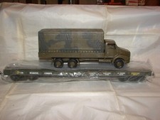 USA TRAINS G LONG WAGON PLAT MILITAIRE CHARGE CAMION SCALE 1 NEUF BOITE R1752