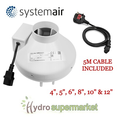SYSTEM AIR RVK AUSLASS / EINLASSVENTILATOR MIT 5M KABEL 4''-12'' 100MM-315MM - HYDROPONIK