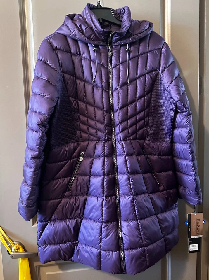 FANTASTIC BERNARDO PURPLE PUFFER COAT PACKABLE REMOVABLE BIB/HOOD SZ. XL, NWT - Image 2 of 4