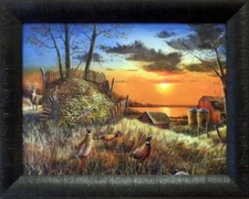 Jim Hansel Sharing the Bounty Deer Pheasant  Framed Studio Canvas 19" x 15"