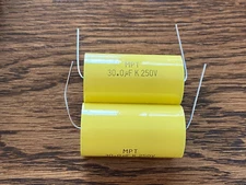 2 New 30 uF 250V Supertech MPT Film Audio Signal Crossover Capacitors (Qty)