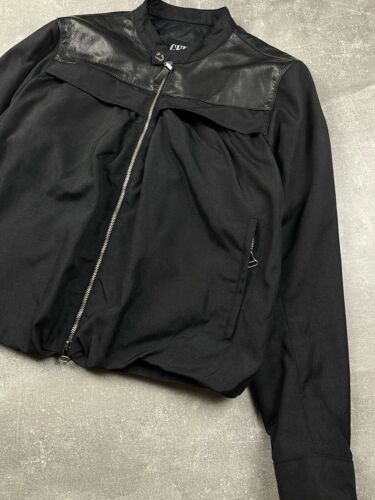Gianfranco Ferre Archives Opium 90s Leather/Nylon Black Biker Jacket Size 48 - Picture 3 of 16