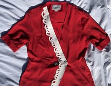 Vintage Colorblock Blazer 90s Dolce Red White Shortsleeve Size 12 Made in USA