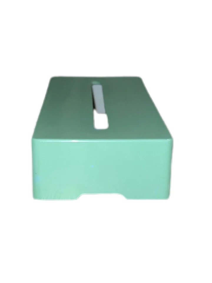 Cubierta de caja de pañuelos Lucite de plástico acrílico árboles verdes menta vintage Ames Japón Foto 4 de 4