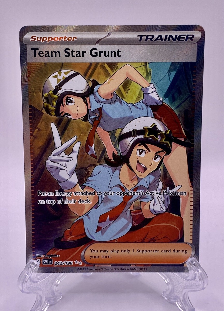 242 198 pokemon card Pokémon TCG Team Star Grunt Scarlet & Violet Base Set 242/198 Holo Ultra  Rare NM