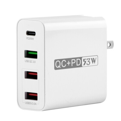 53W 4-Port USB C Travel Wall Charger PD QC3.0 Fast Charger Adapter For iPhone 16