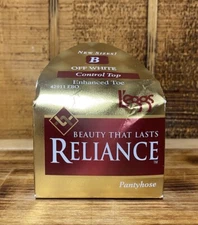L’eggs Reliance Size B Control Top Enhance Toe Pantyhose Off White 1997