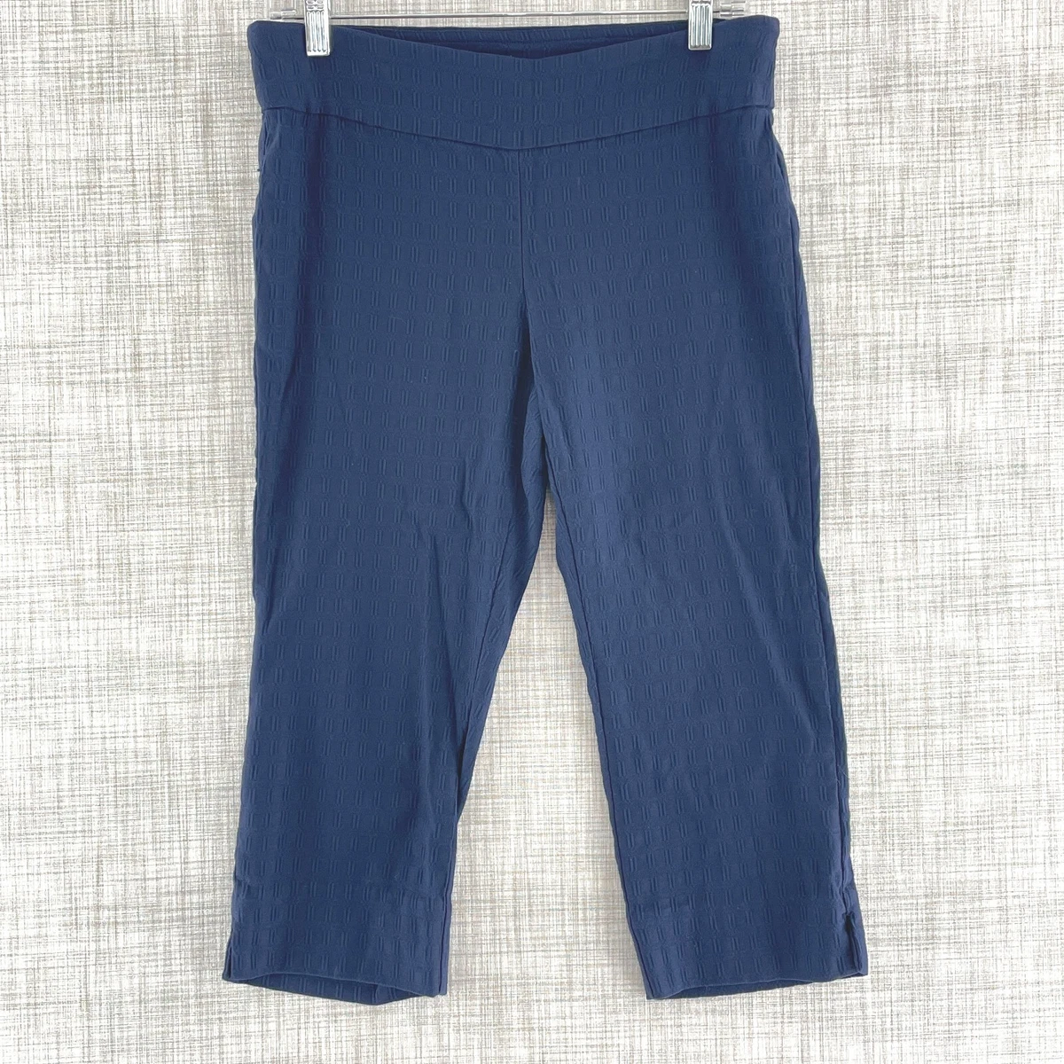 Roz Ali Textured Pattern Blue Capri Pants Women s Size 10 2235 10