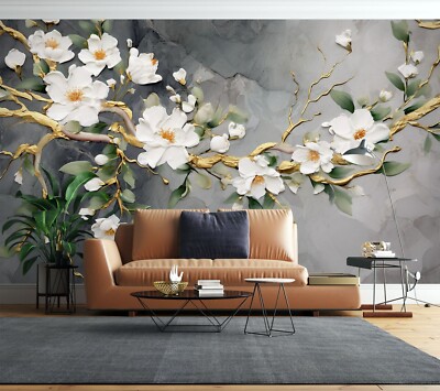 3D Branch Petals K2287 Wallpaper Mural Self-adhesive Removable Sticker Panda