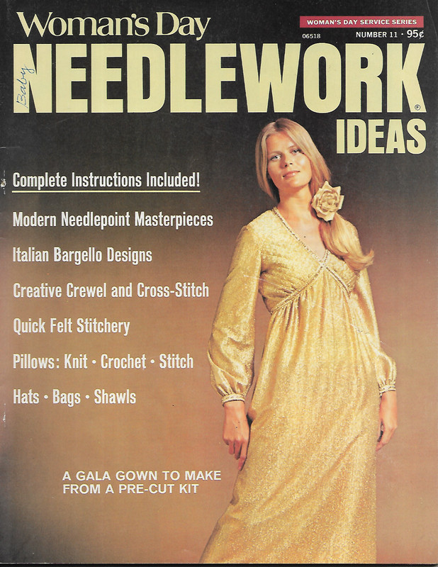 1971 Woman's Day Needlework Ideas Number 11 Hippie Gala Gown Hats Bags Shawls
