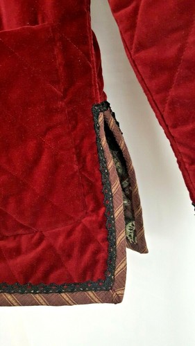 Koos Of Course Reversible Jacket Womens M Burgundy Paisley Quilted Coat Velvet - Picture 8 of 12