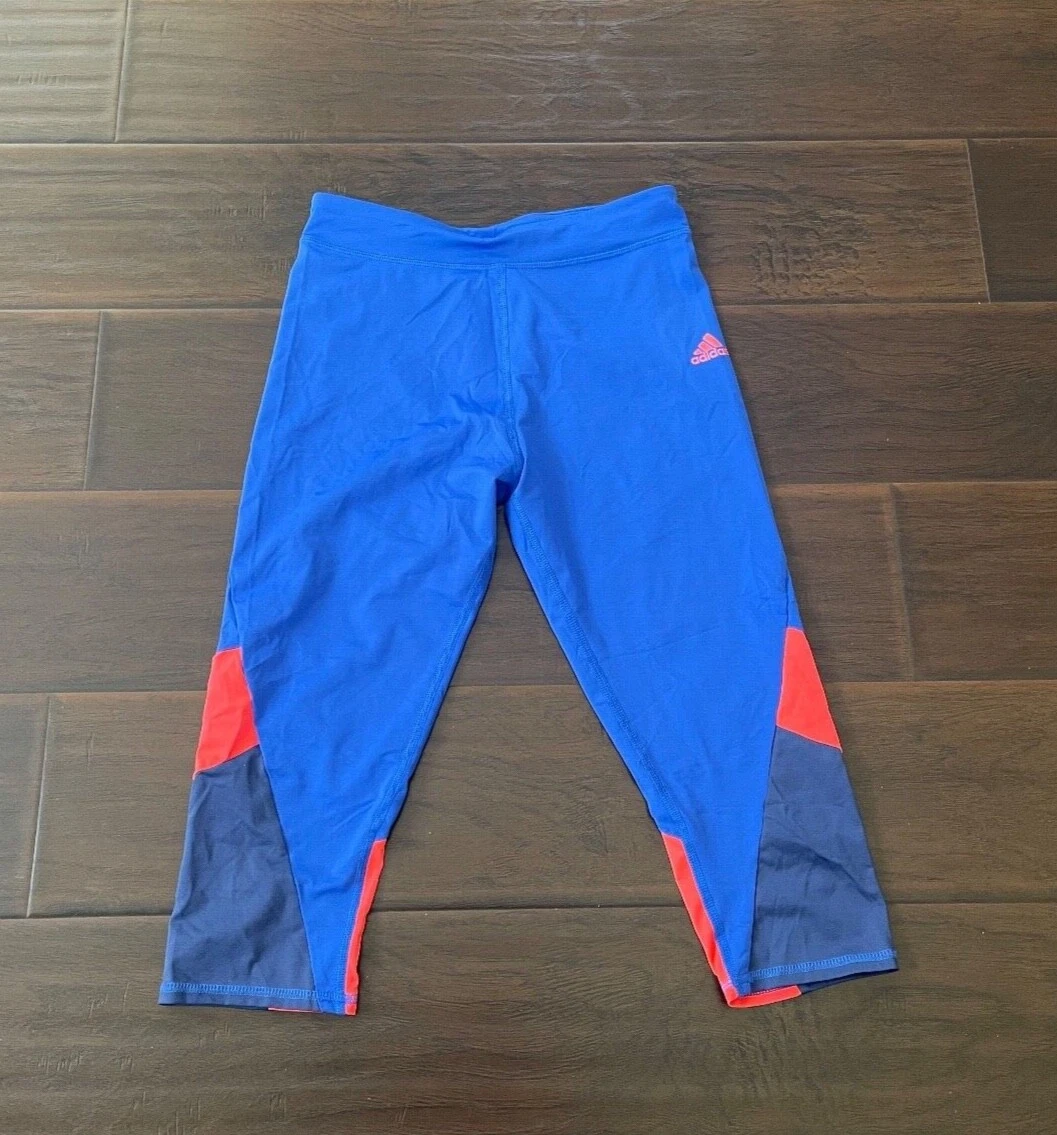 NWOT! ADIDAS Blue Orange Athletic Leggings Size Girl Youth Large