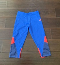  NWOT! ADIDAS Blue Orange Athletic Leggings Size Girl Youth Large 14/16