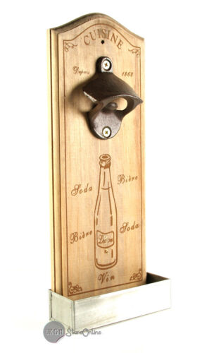 Shabby Vintage Retro Style Wall Mounted Bottle Opener & Cap Catcher GI5551 - Afbeelding 1 van 2