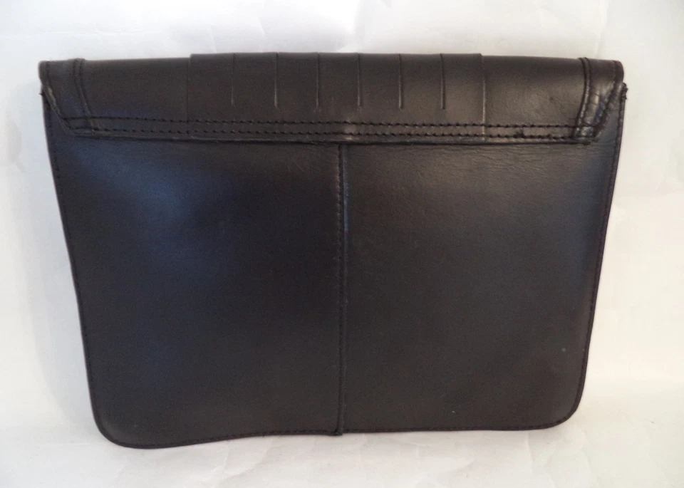 ASOS BLACK LEATHER CLUTCH BAG HANDBAG FRINGE - Image 4 of 4