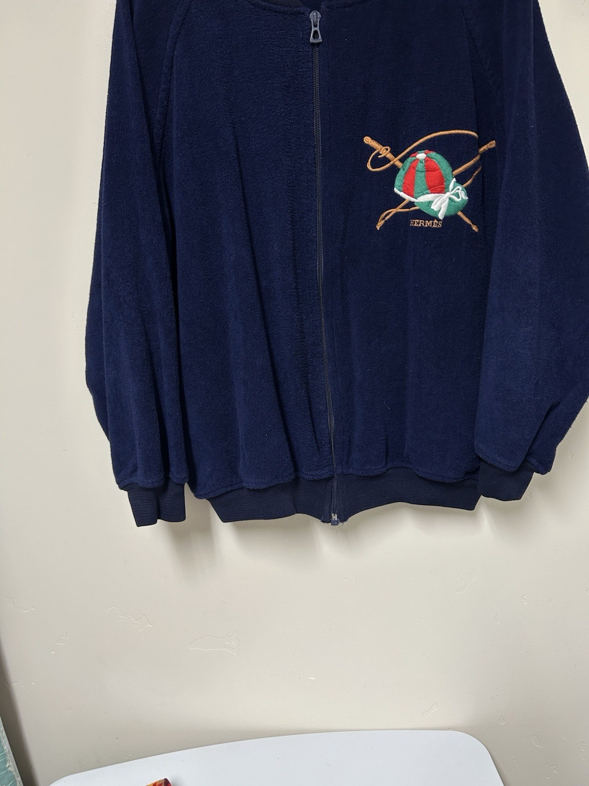 Vtg Hermes-Paris Equestrian Polo French Terry Lounge Jacket Men’s Rare image 2