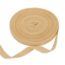 Cotton Twill Tape Ribbon 3/8" 11 Yard Herringbone Webbing Tape, Light Brown