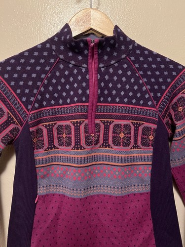 Title Nine Sweater Fair Isle Purple Geometric Merino Wool Super Power Women's M - Bild 2 von 12