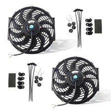 MOSTPLUS Black 12V Radiator Slim Fan Push/Pull 12 Inch Set of 2