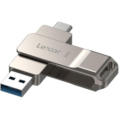 64GB USB 3.2 Gen 1 Flash Drive with Dual Connectors - Chic Champagne Silver