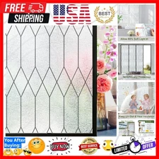 Decorative Stained Glass Window Cling - Moroccan Design, 90% Privacy, Removable