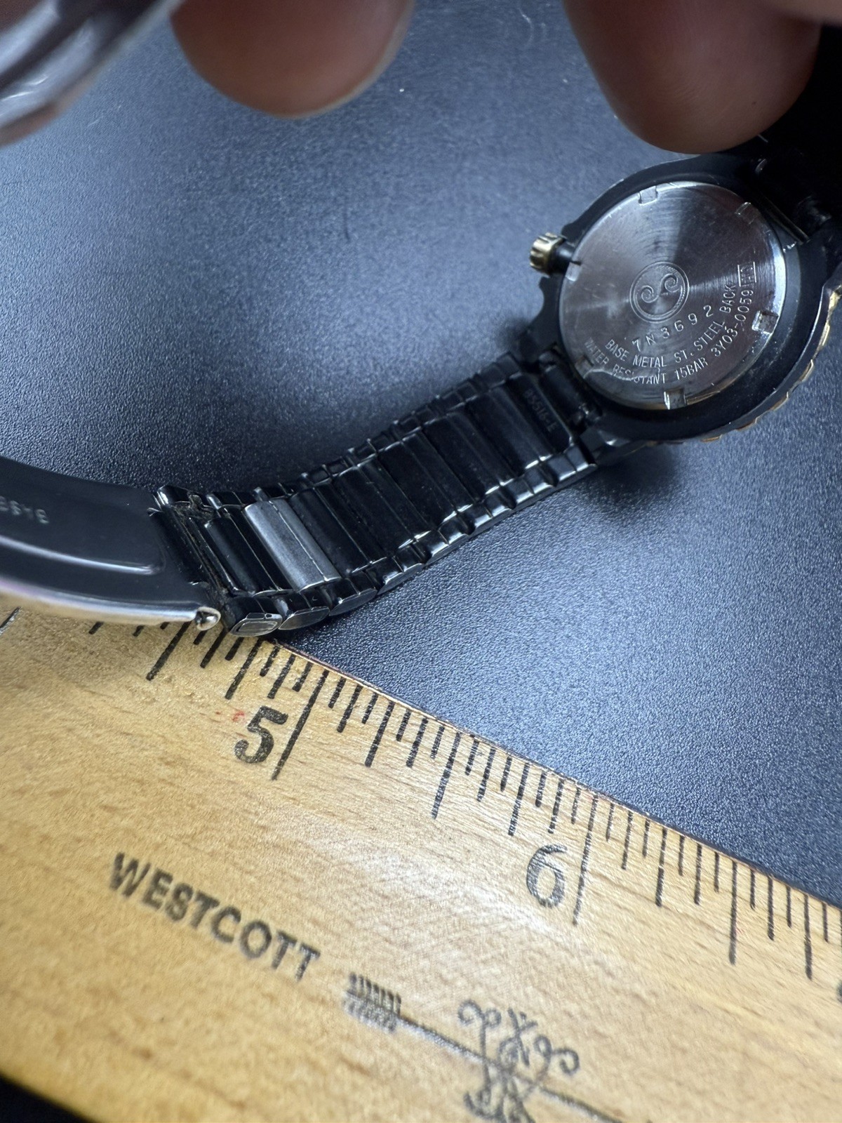 VTG Seiko SQ Sports 150 PVD Black/Gold 7N3692 women's quartz wristwatch image 8