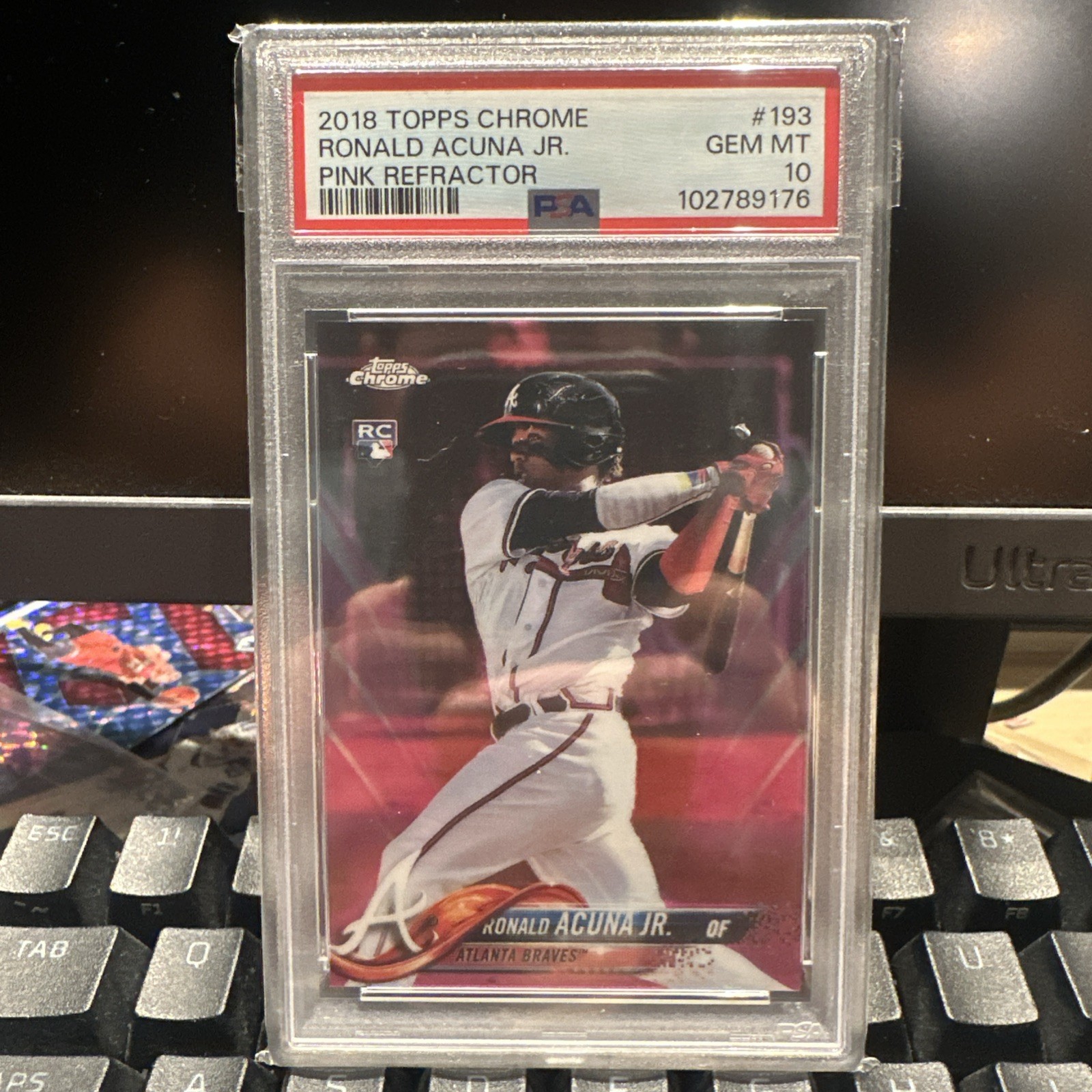 2018 Topps Chrome Ronald Acuna Jr. Pink Refractor #193 RC Atlanta Braves PSA 10