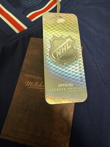 NWT Men’s Mitchell & Ness Columbus Blue Jackets Nylon Pullover Jacket XL Navy - Picture 6 of 14