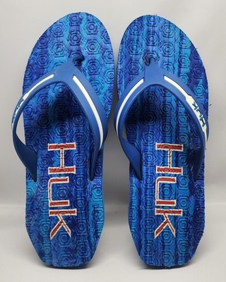 Huk Blue  Flip Flops Mens 11 Slip On Summer Beach Pool