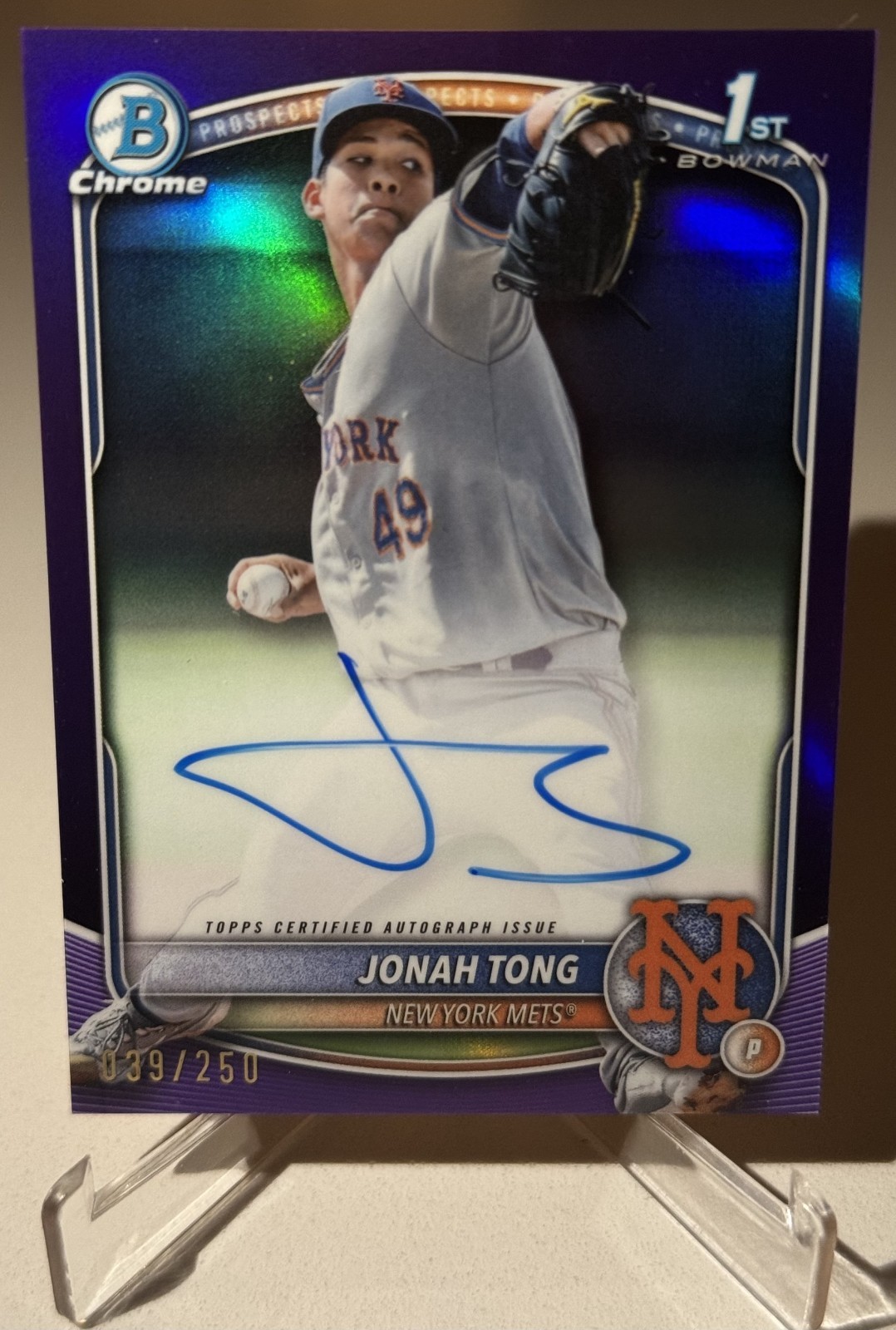 2025 Bowman - Jonah Tong - 1st Bowman - Chrome Purple Refractor Auto - 39/250!