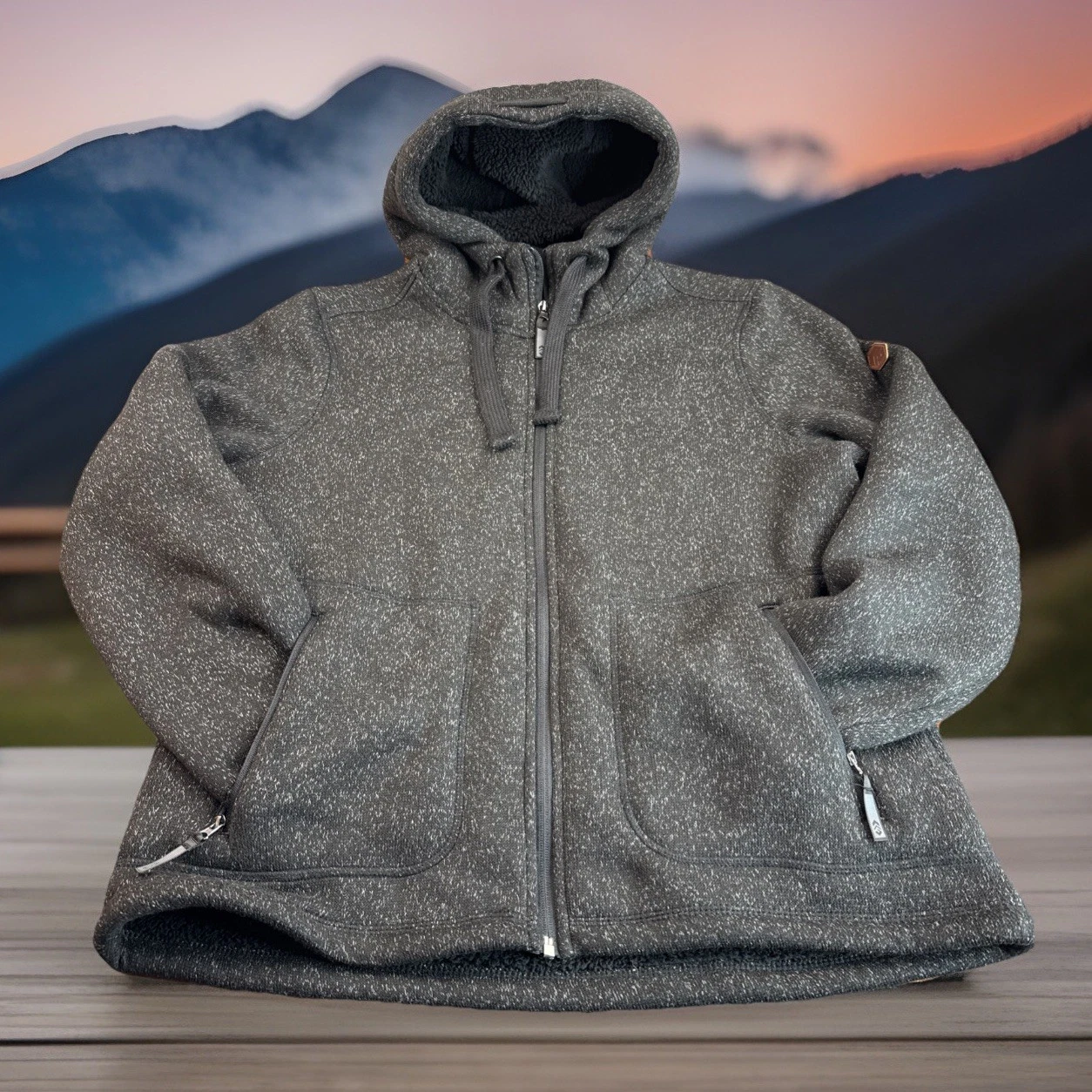 Free Country Hooded Sherpa Lined Midweight Softshell Jacket Size XL Black