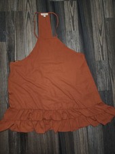 WISHLIST Dress Mini Large Rust Brown Sleeveless Ruffle T Back Bohemian Festival