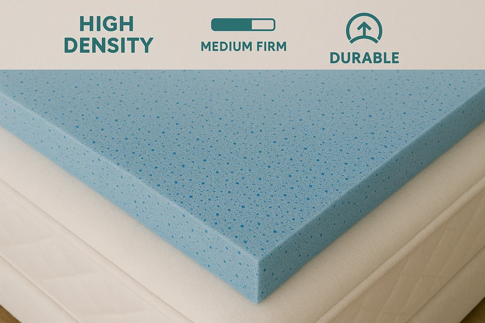 TOPPER MATERASSO IN SCHIUMA RIGIDA ALTA DENSITÀ, TUTTE LE MISURE, PROFONDITÀ 1",2",3",4" - Immagine 3 di 4