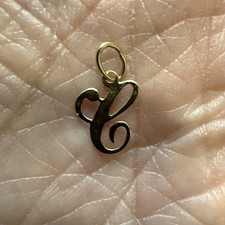 Gold Script ?C? Charm, 14kt Gold