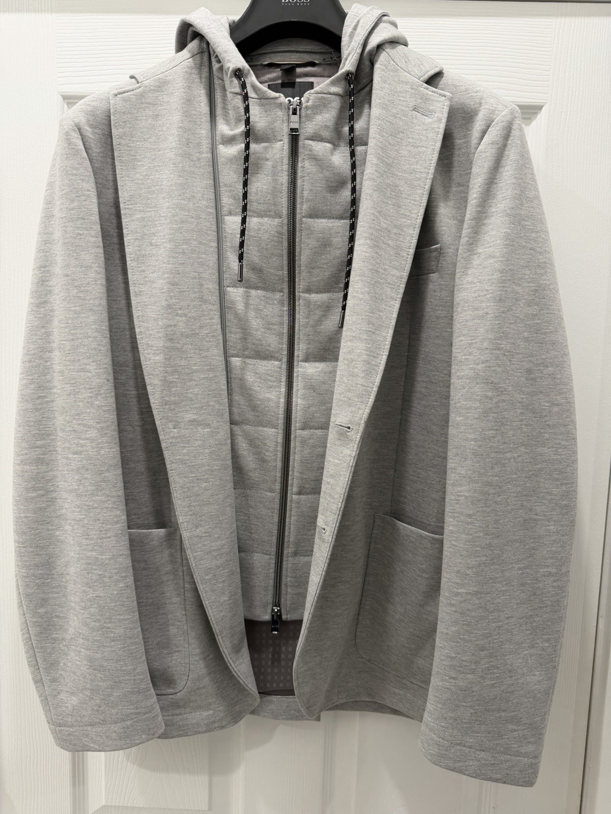 Hugo Boss Men's Grey Casual/Dress Hooded Winter Jacket US 44 IT 52  HTF EUC Rare
