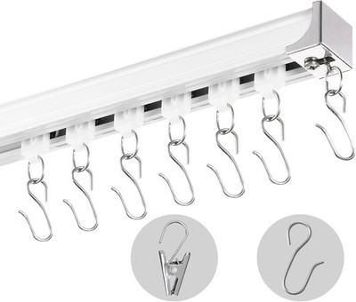 Ceiling Curtain Track Set, 8.9 FT/2.7 Meter, Sliding Ceiling Track System for