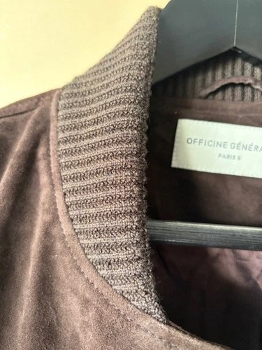 Officine Generale Ultra-Soft Italian Suede Chocolate Jacket -Size L -New image 3