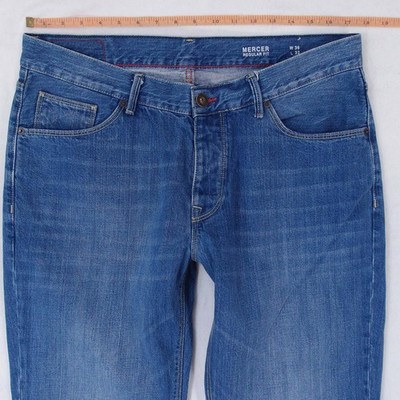 Herrens Tommy Hilfiger MERCER Regular Gerades Bein Baumwolle Blau Jeans W36 L32