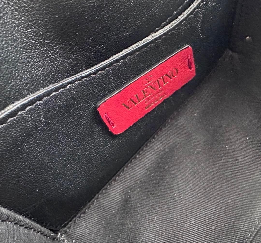 VALENTINO Women Rockstud Shoulder bag Leather V Logo Black Gold from japan thumbnail 4