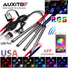 Auxito 12led Car Interior Colorful Rgb Led Atmosphere Light Strips Phone Control