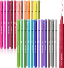 Colored Fineliner Pens, 24 Pack, 0.4Mm, Ergonomic Triangular Barrels, Smooth Wri