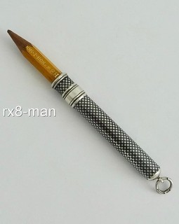 STUNNING ANTIQUE SOLID STERLING SILVER NIELLO DECORATED PROPELLING PENCIL