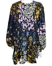 New ASOS Design Floral Smock Mini Dress UK 10 Black Long Sleeve Boho Skater