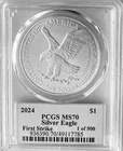 New Listing2024 $1 Silver American Eagle First Strike PCGS MS70 - ONE OF FIVE HUNDRED