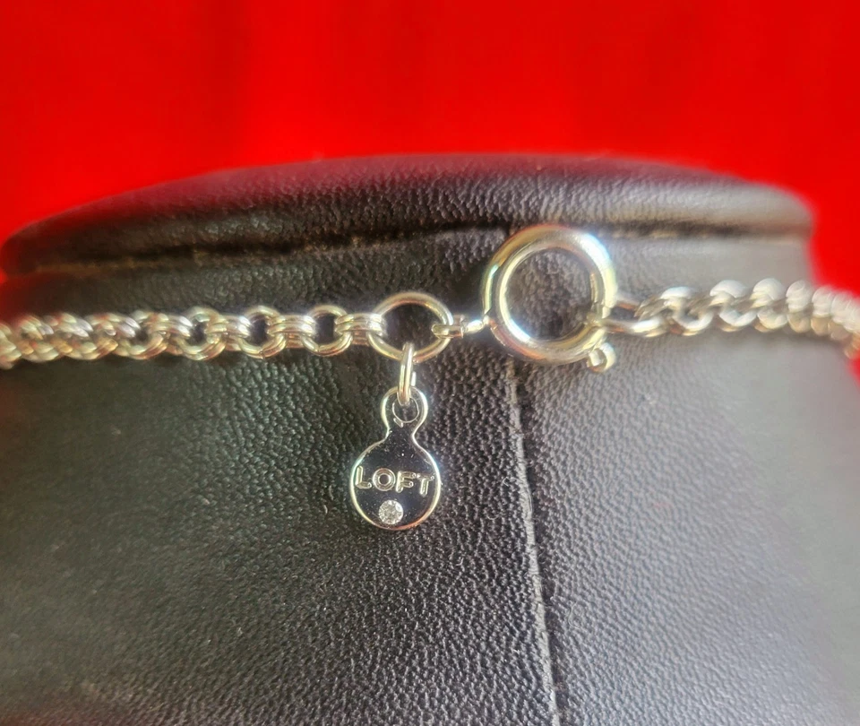 Collar Loft Sodalita MOP Vidrio y Lucita Cuentas En Capas Tono Plata 17" Foto 2 de 4