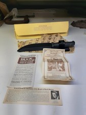 VTG RARE BUCK MODEL 605 CAT#1384 PATHMATE FIXED BLADE KNIFE  BLACK NYLON SHEATH