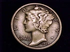 1928-D  Mercury Dime, Very Fine Grade.