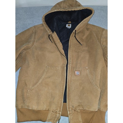 Carhartt J130 211 Mens Brown Sandstone Active Jacket Hooded Quilted Lined Large