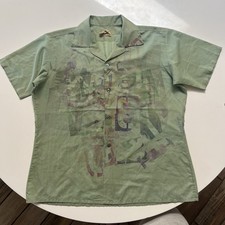 Vintage 50s Arrow Sanforized Loop Collar Shirt AOP All Over Print Size M - RARE
